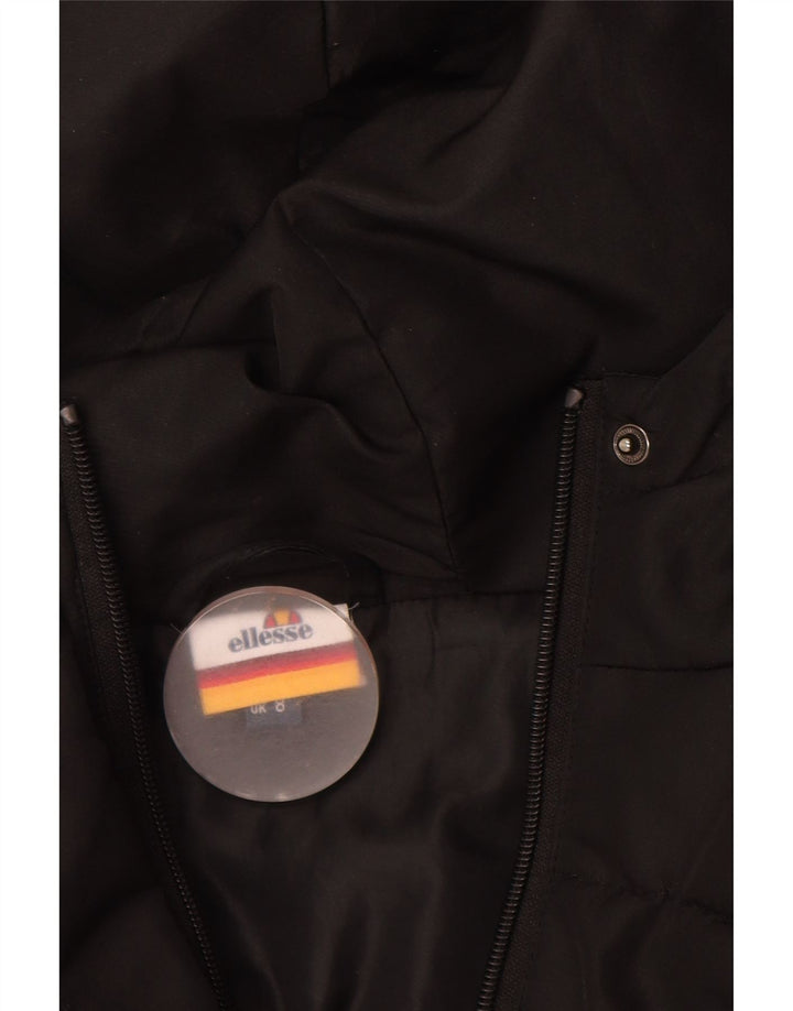Jaqueta feminina Ellesse com capuz grande e acolchoada UK 8 poliéster preto pequeno