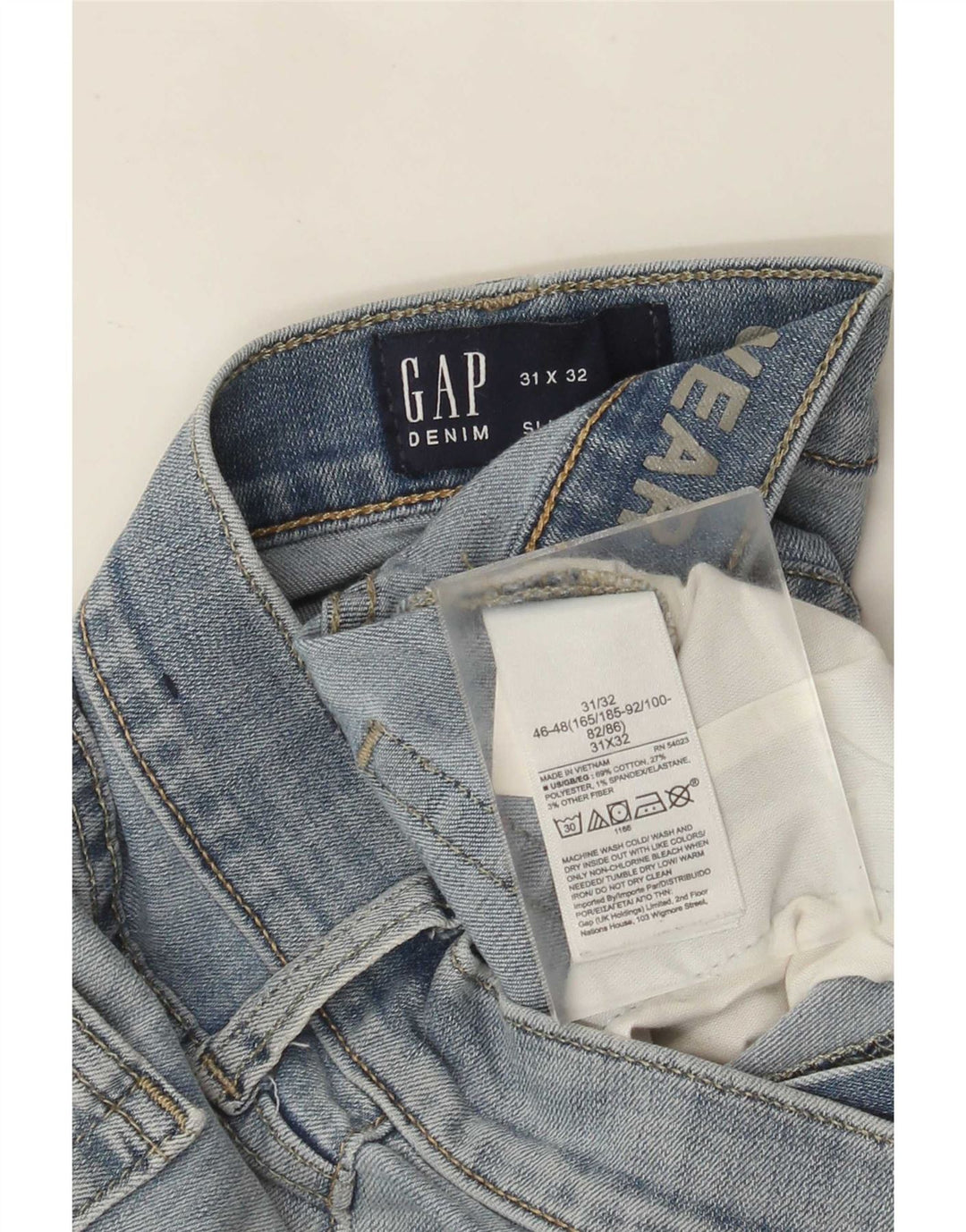 Gap Mens Slim Jeans W31 L32 Azul Algodão
