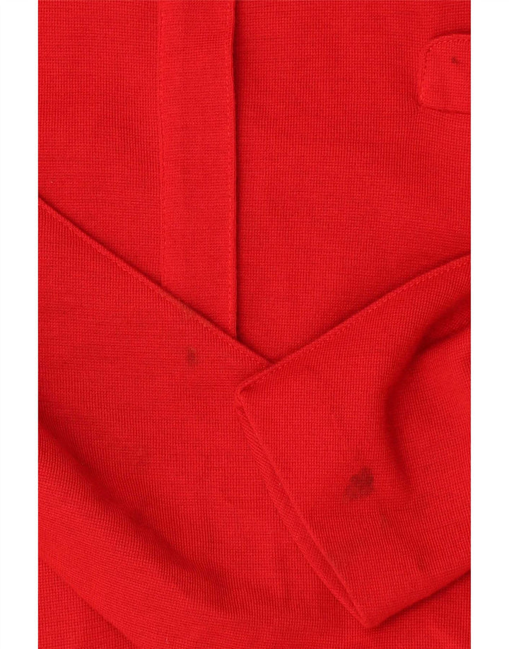 Vestido feminino vintage manga comprida com bainha UK 14 vermelho médio