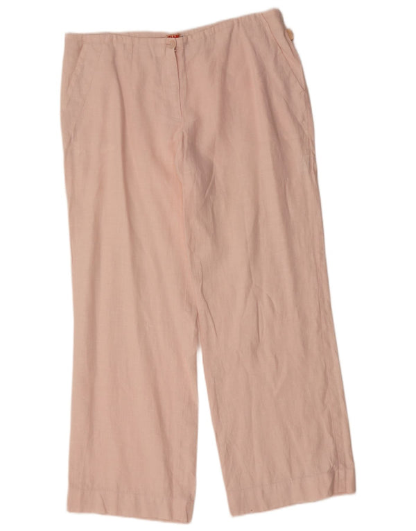 Calça Chino Reta Feminina Slam XL W36 L28 Linho Rosa