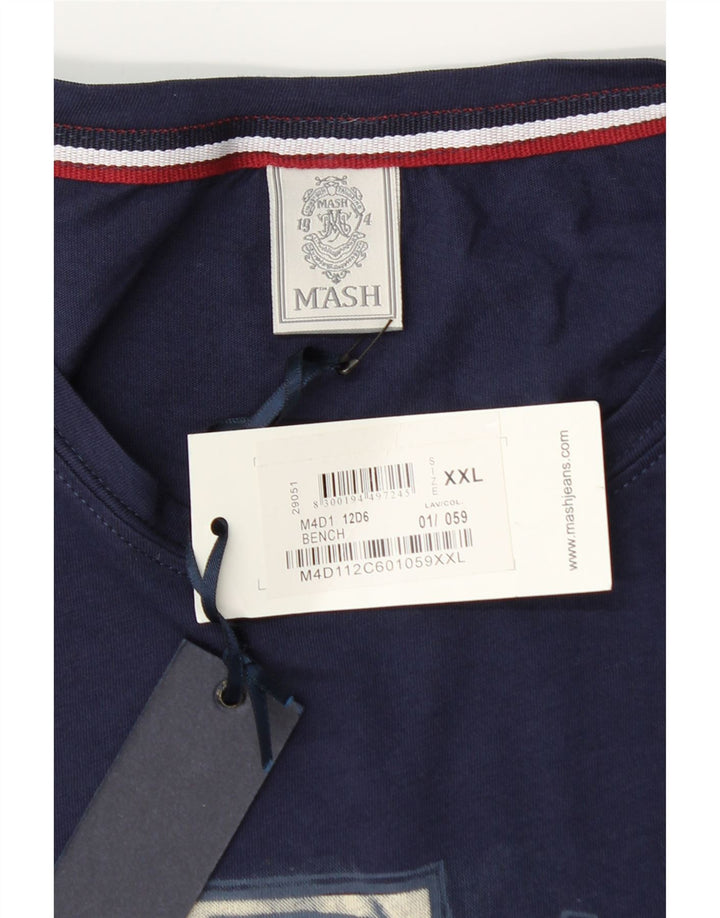 Camiseta gráfica masculina MASH Top 2XL algodão azul marinho