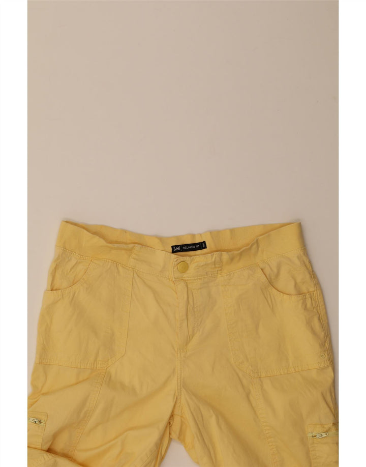 LEE Womens Relaxed Fit Bermuda Cargo Shorts US 12 Large W34 Yellow Cotton Vintage Lee and Second-Hand Lee from Messina Hembry 