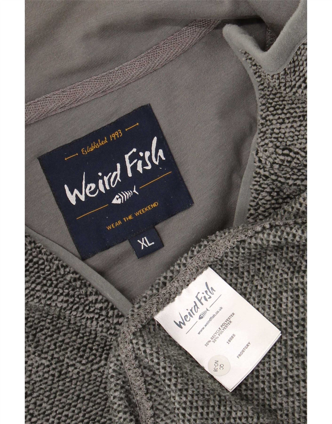 Weird Fish Masculino Zip Neck Moletom Jumper XL Cinza Poliéster
