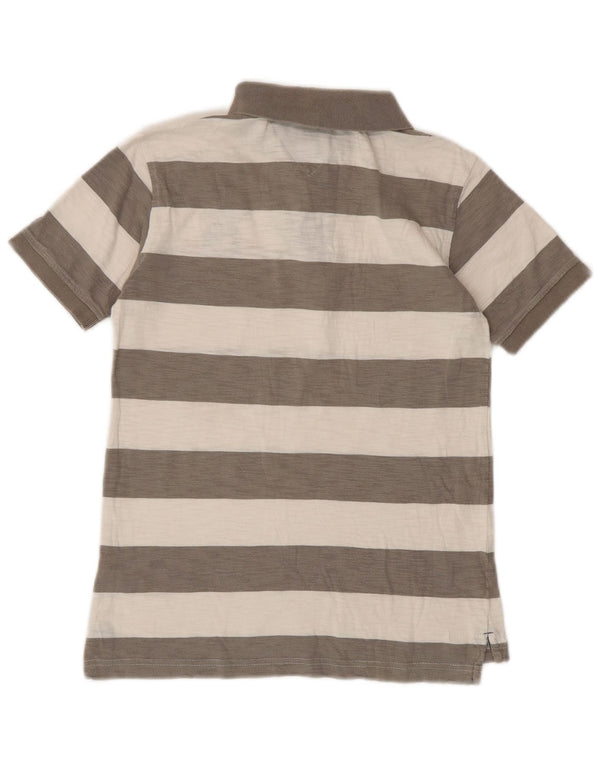 Camisa polo de rugby masculina Tommy Hilfiger 12-13 anos listrado cinza médio