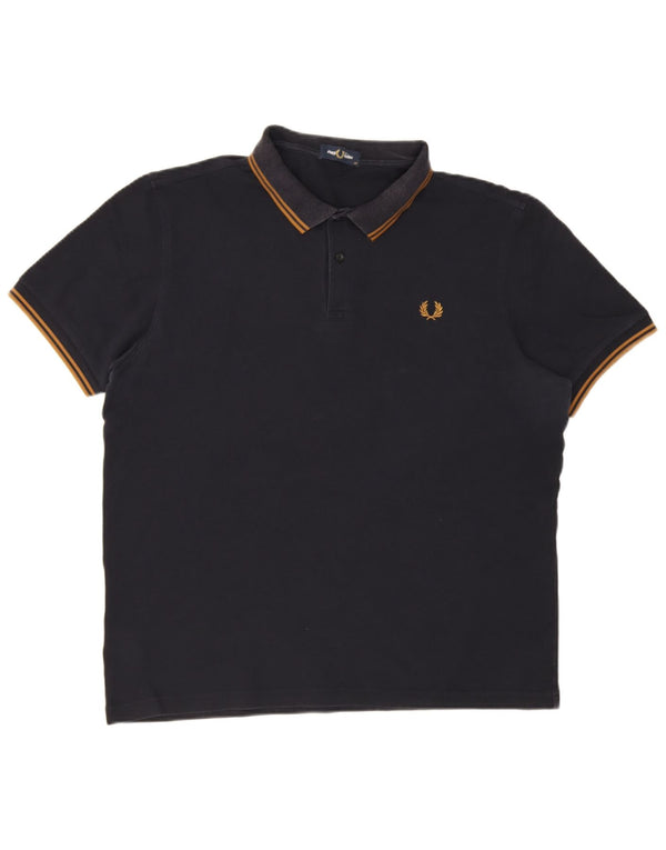 Camisa polo masculina Fred Perry XL azul marinho algodão