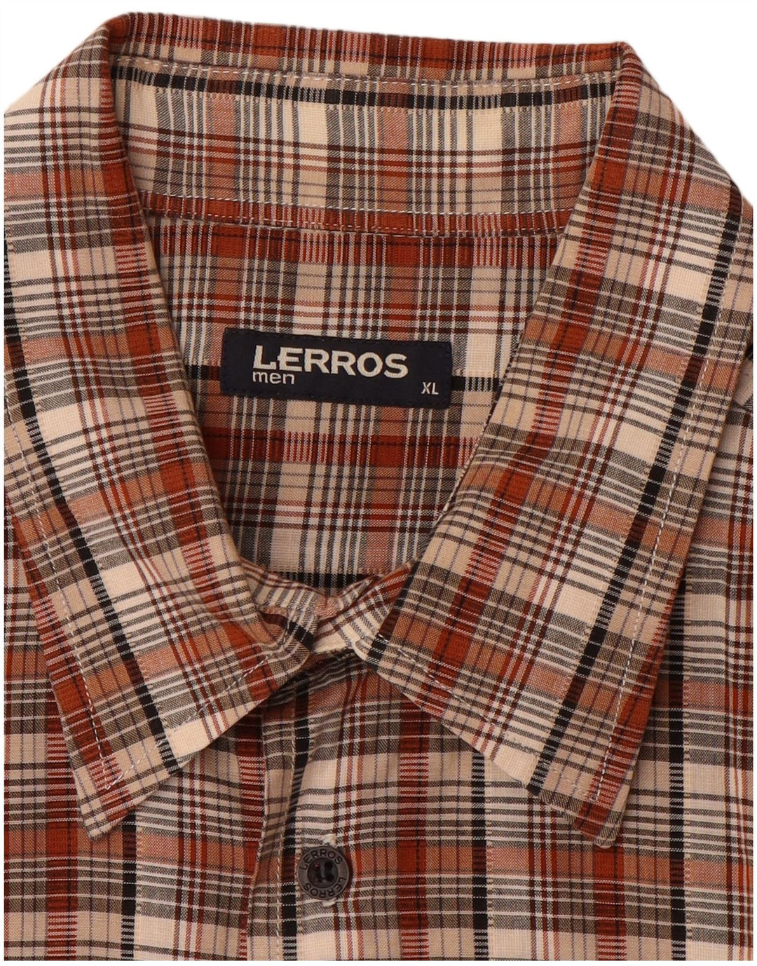 Camisa masculina LERROS XL marrom xadrez algodão