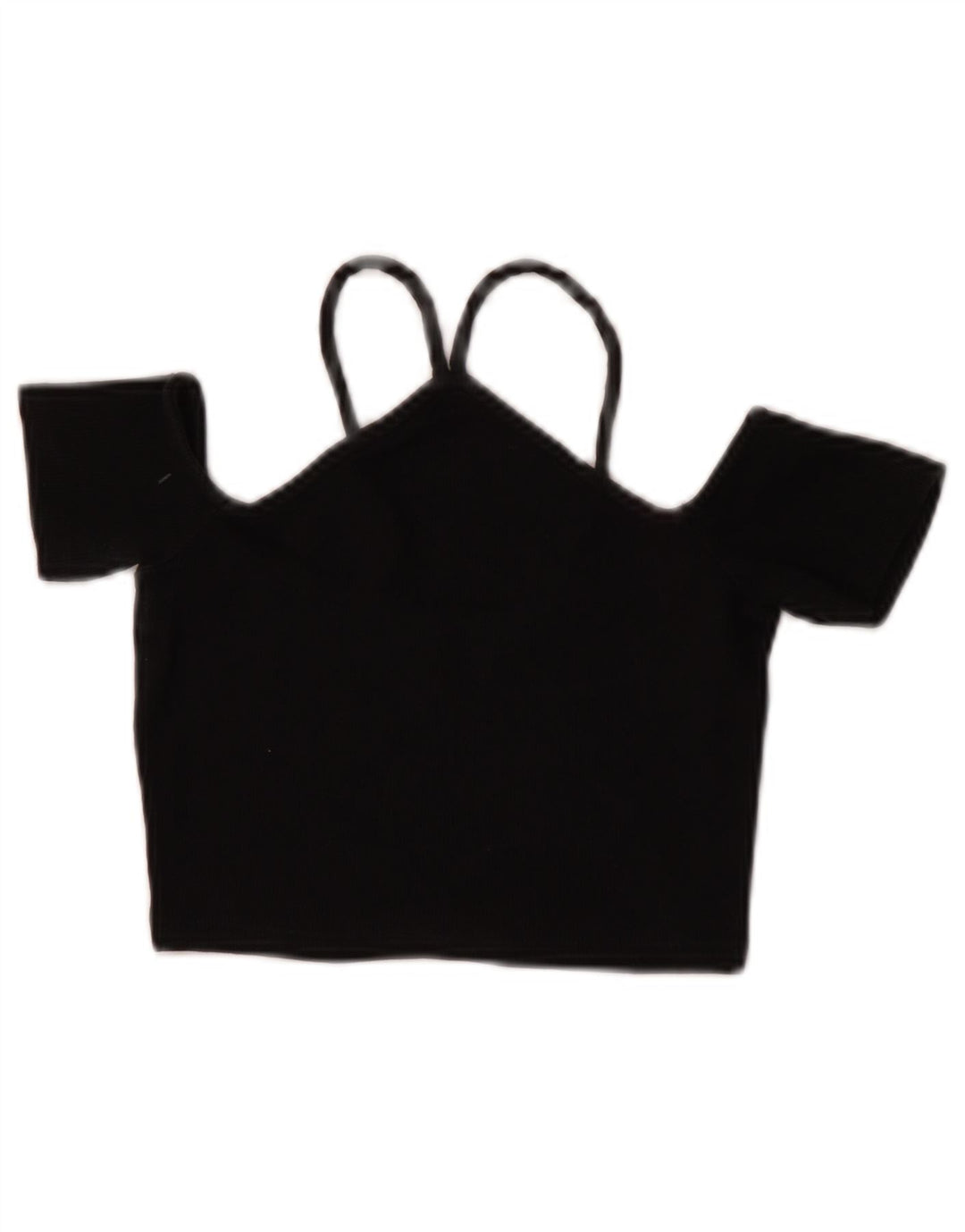 Zara Womens Crop Off Ombro Top Reino Unido 8 Pequeno Algodão Preto