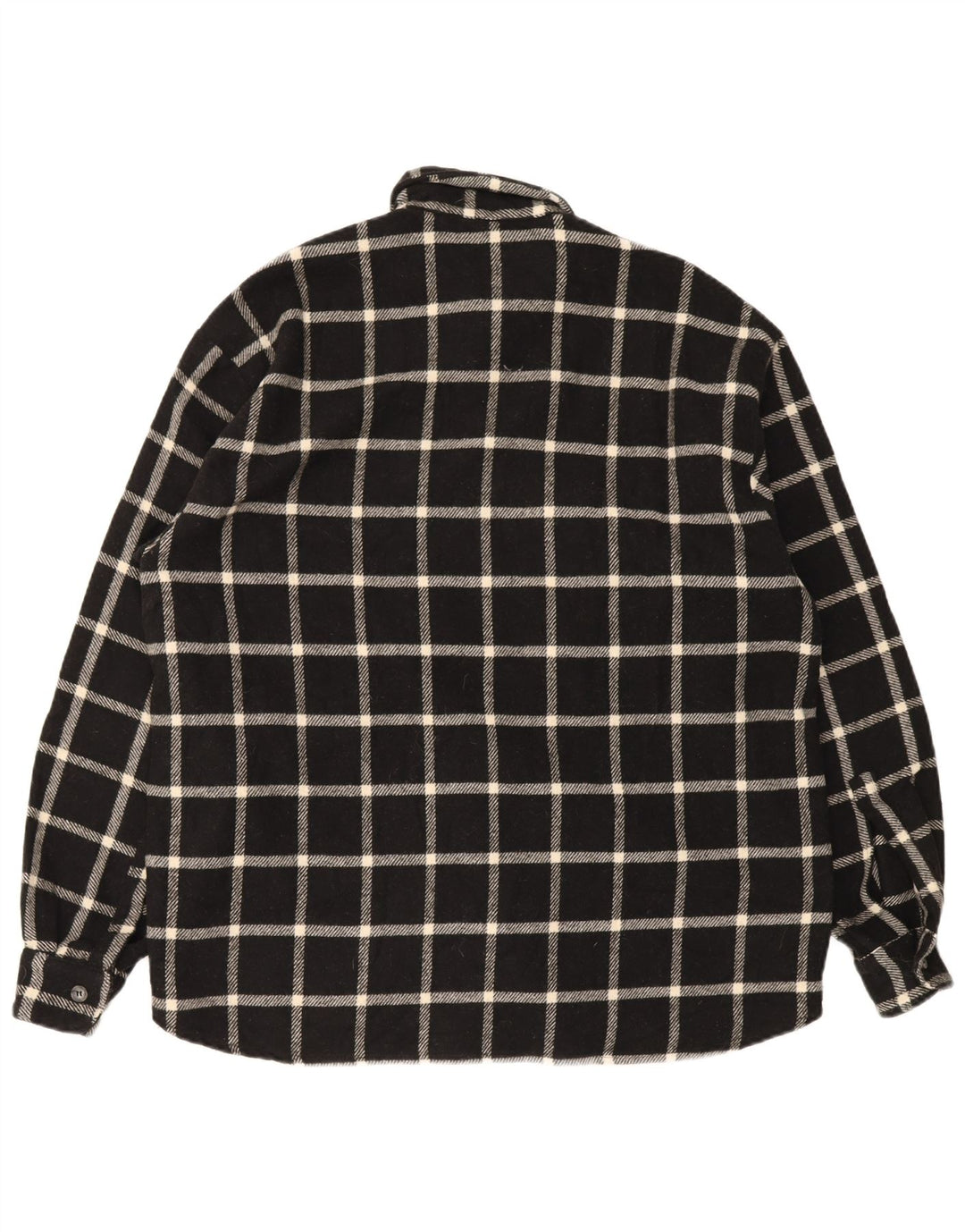 Camisa masculina vintage de flanela grande xadrez preta