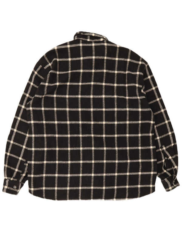 Camisa masculina vintage de flanela grande xadrez preta