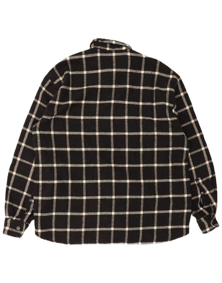 Camisa masculina vintage de flanela grande xadrez preta