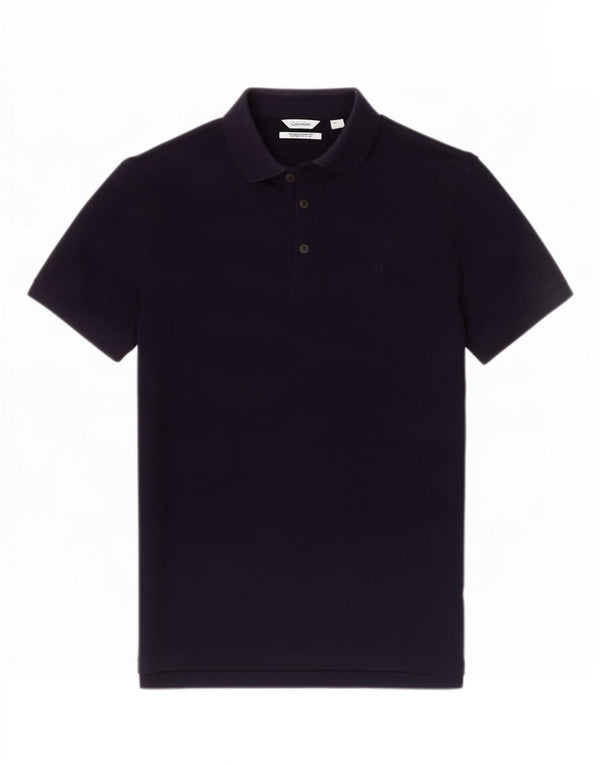 Camisa polo masculina Calvin Klein de algodão azul marinho médio