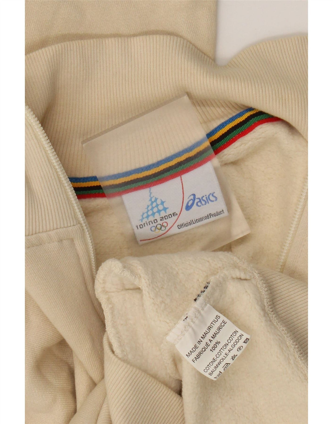 Jaqueta Asics Feminina Graphic Tracksuit Top UK 10 Pequeno Algodão Bege