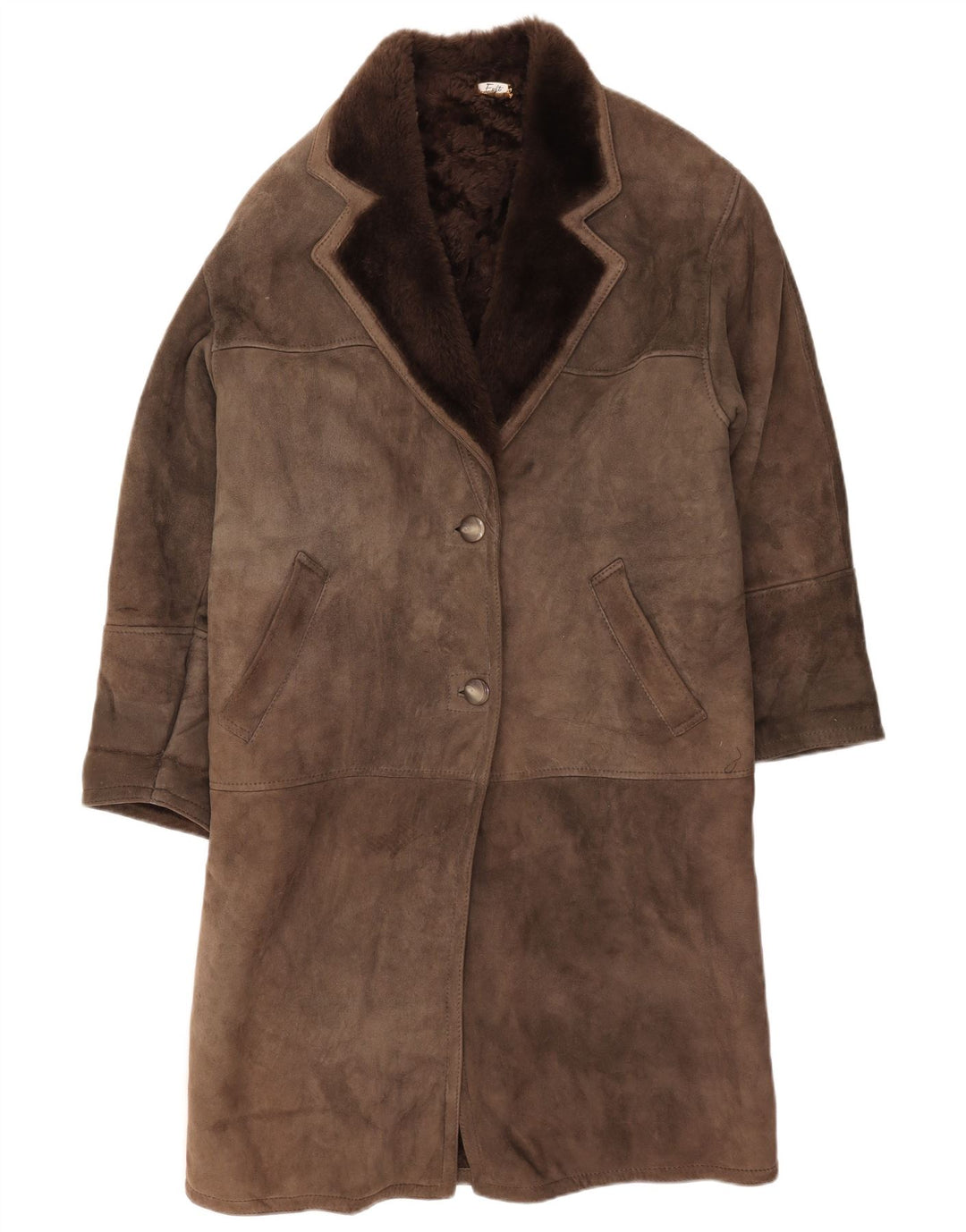 Casaco feminino vintage de shearling IT 42 Shearling cinza médio