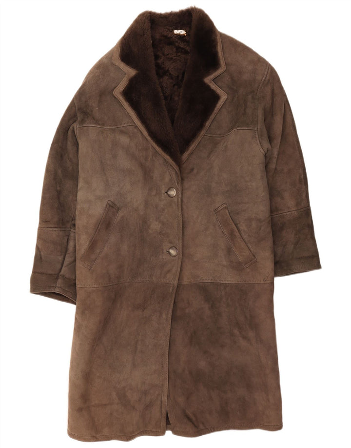 Casaco feminino vintage de shearling IT 42 Shearling cinza médio