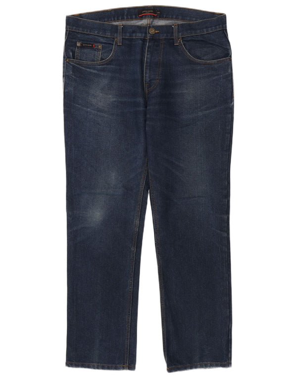 Pierre Cardin Mens Straight Jeans W36 L30 Azul Marinho Algodão