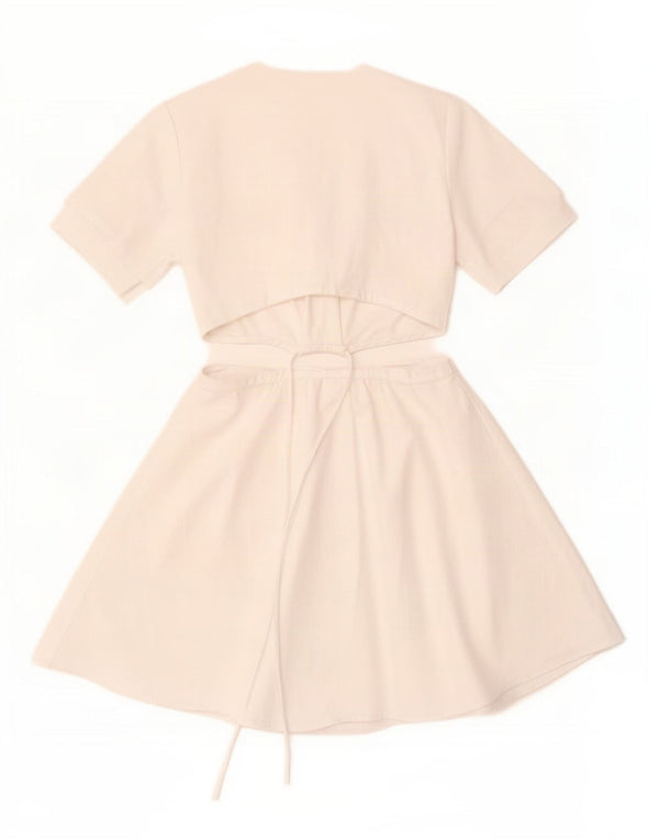 Vestido feminino Zara com recorte A-Line UK 6 XS algodão branco