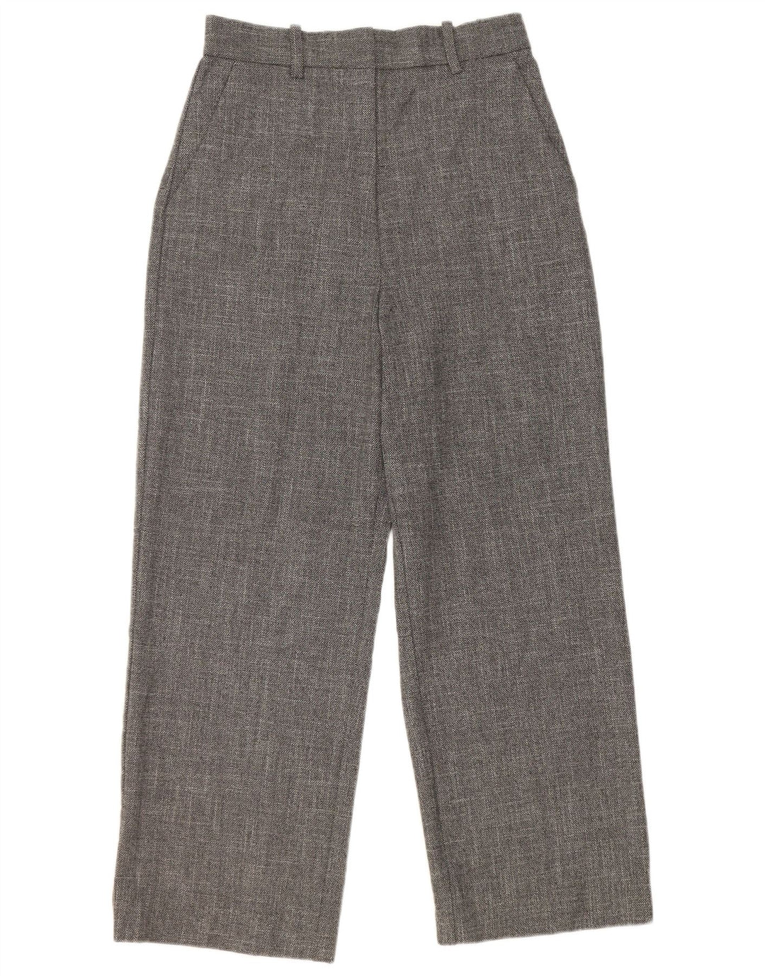 Zara Calça feminina casual cintura alta perna larga cinza médio poliéster