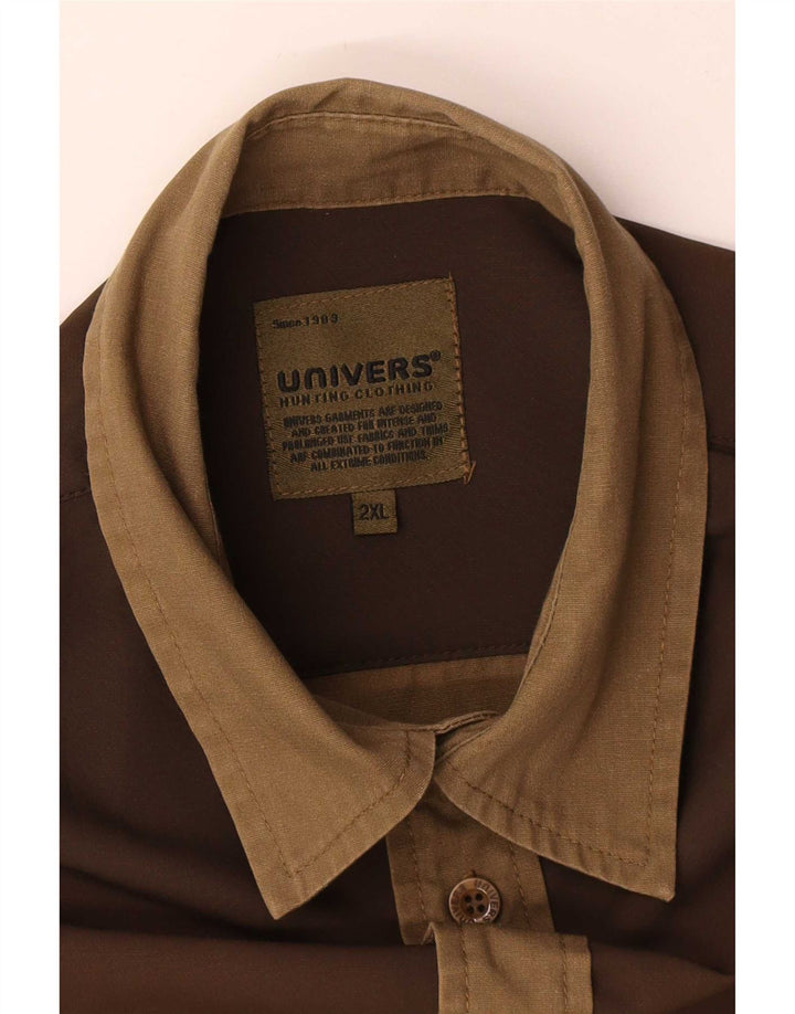 Camisa masculina Univers 2XL poliéster colorblock marrom