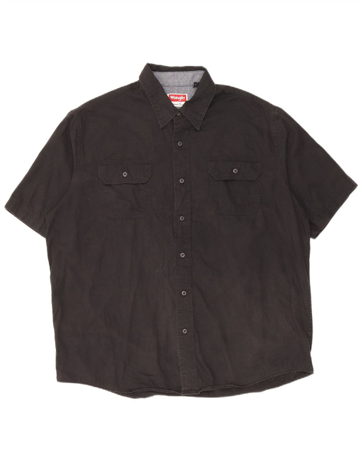Wrangler Camisa masculina de manga curta grande algodão preto