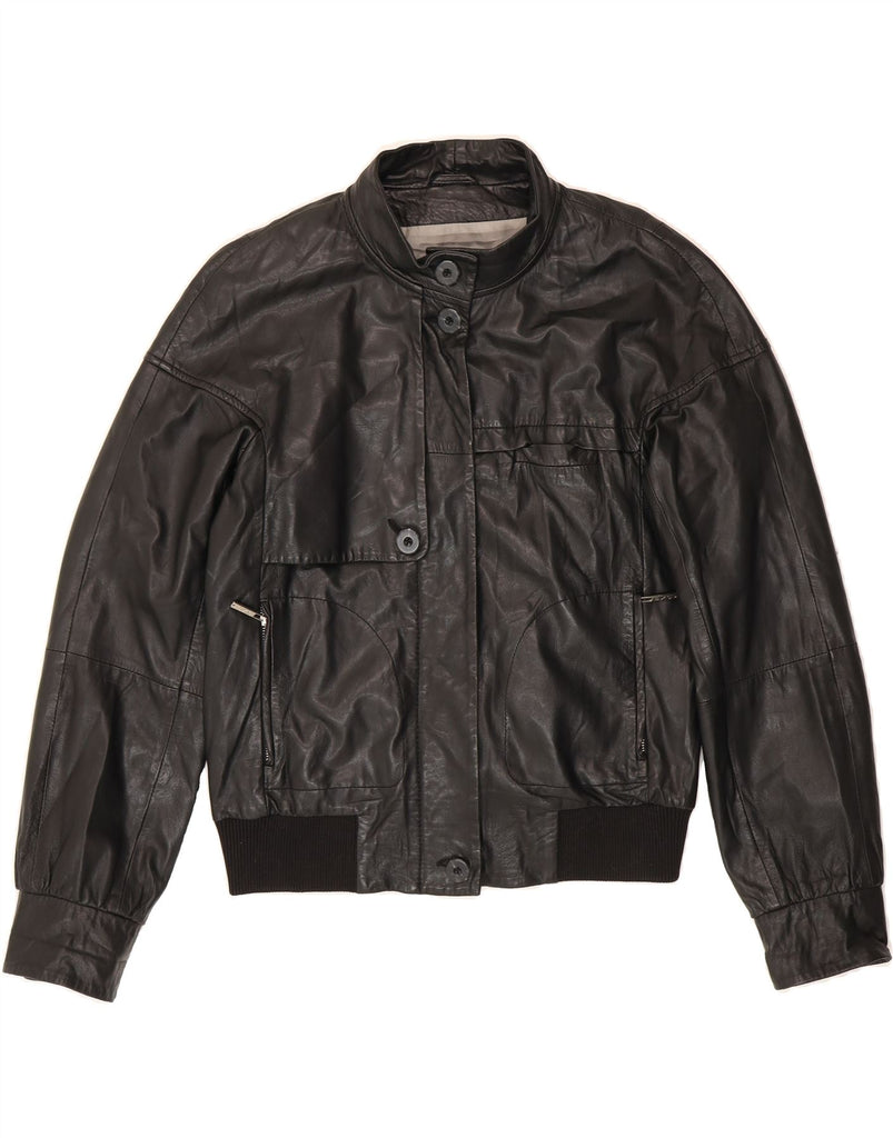 SPORTMAX Womens Leather Jacket UK 14 Large Black Vintage Sportmax and Second-Hand Sportmax from Messina Hembry 