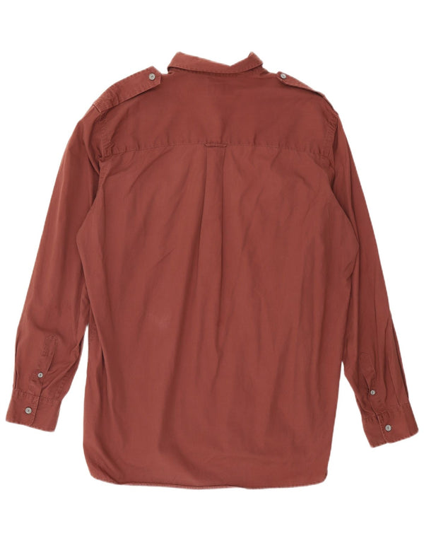 Camisa militar masculina Calvin Klein Jeans cáqui grande algodão marrom