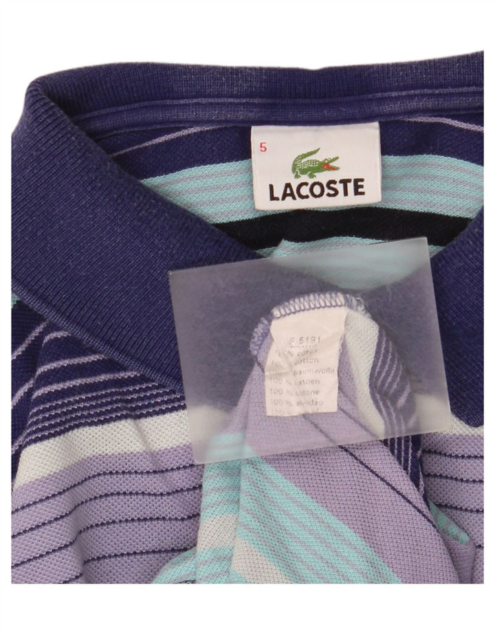 Camisa polo masculina Lacoste tamanho 5 grande algodão listrado multicolorido