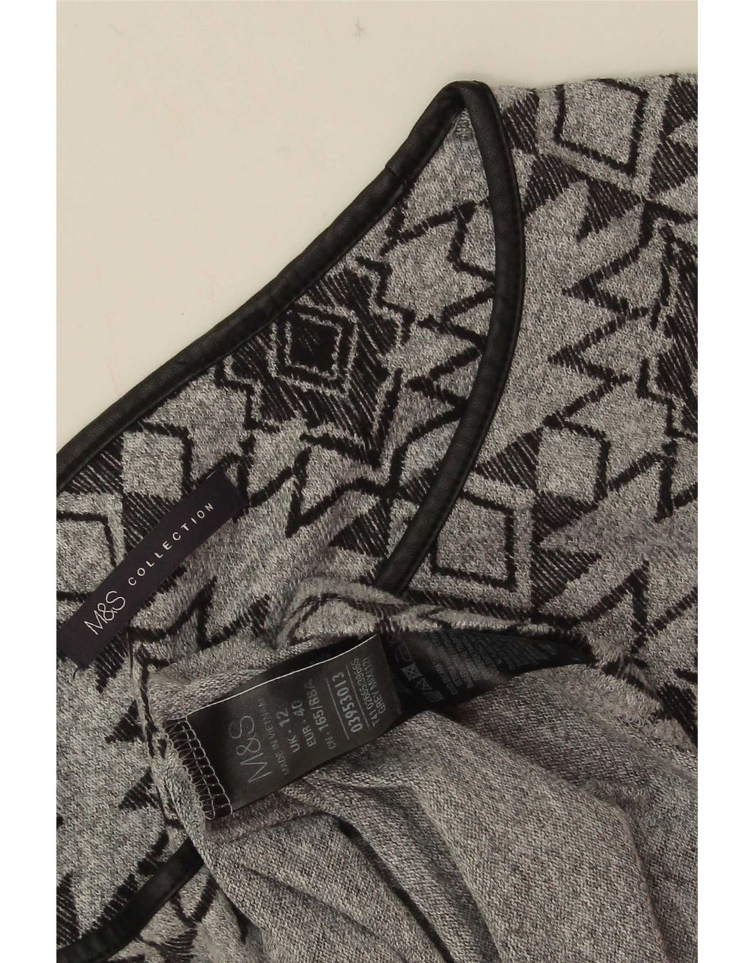 Vestido túnica feminino Marks & Spencer manga 3/4 Reino Unido 12 cinza médio geométrico