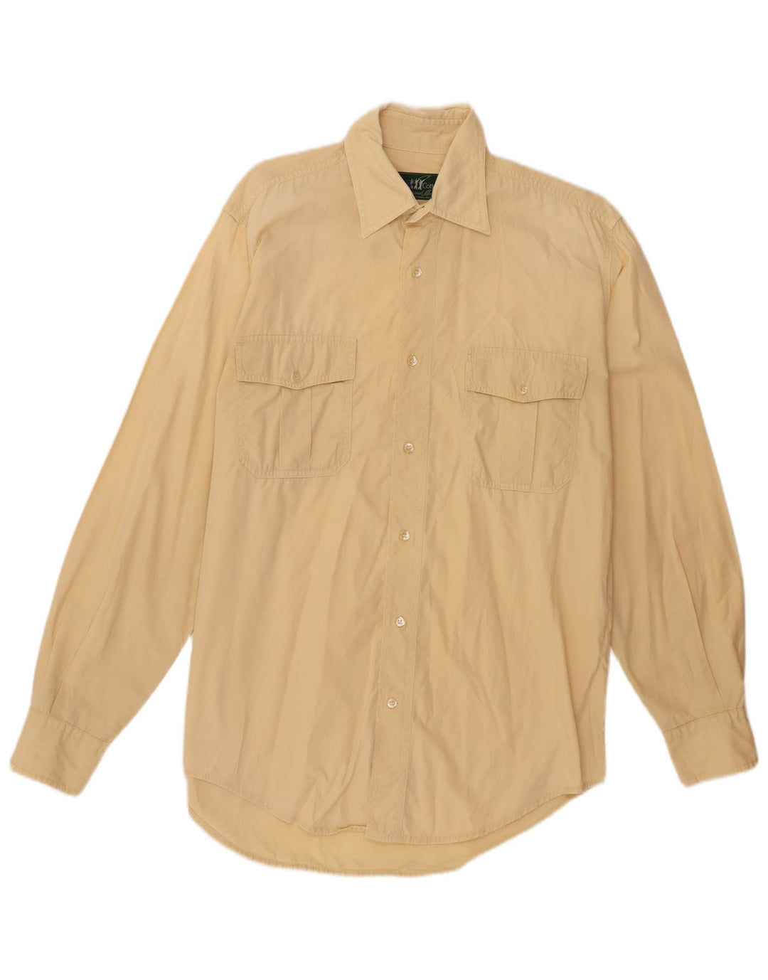 Camisa masculina Henry Cottons tamanho 39 15 1/2 algodão amarelo médio