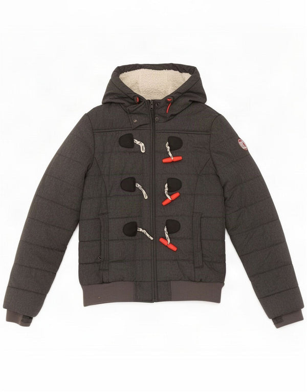 Jaqueta acolchoada com capuz feminina Superdry UK 10 poliéster cinza pequeno