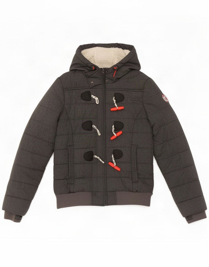 Jaqueta acolchoada com capuz feminina Superdry UK 10 poliéster cinza pequeno