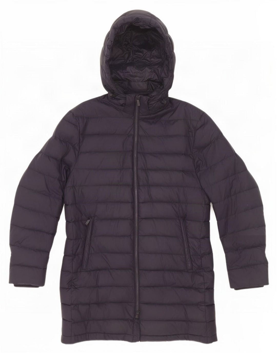 Casaco acolchoado com capuz feminino Massimo Dutti Reino Unido 14 médio azul marinho