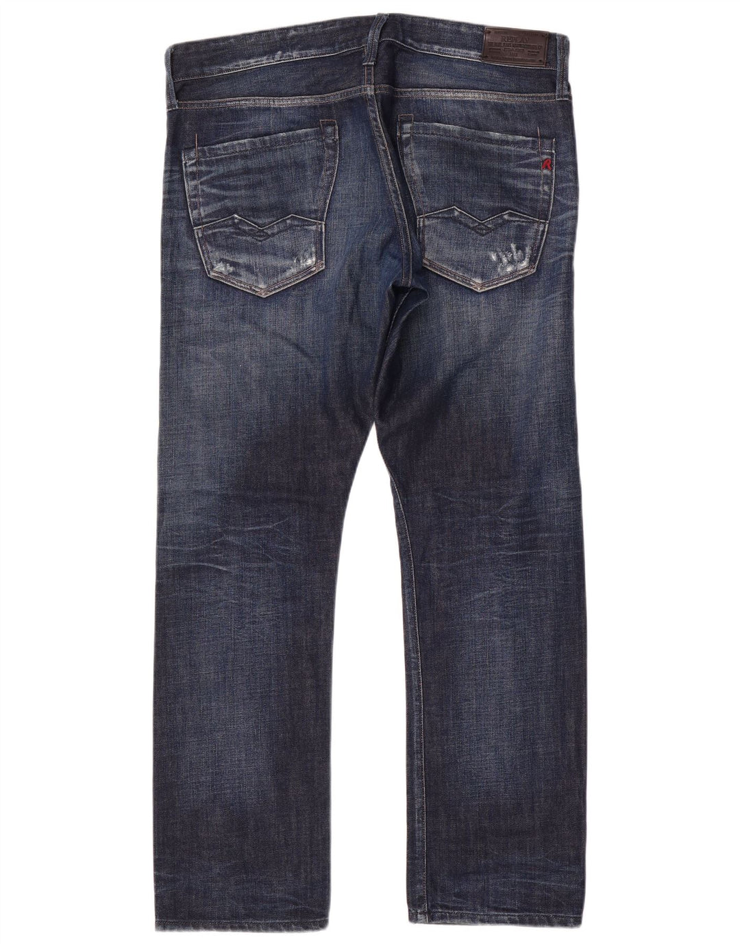 Replay Jeans masculino desgastado reto W34 L31 algodão azul