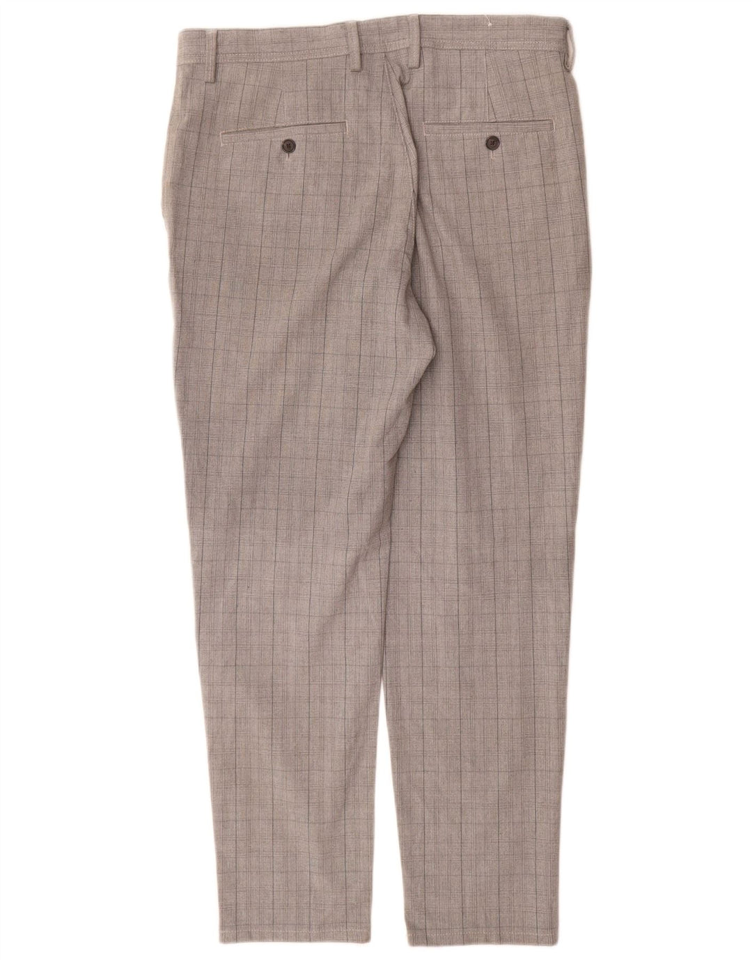 Zara Mens Slim Chino Calças EU 42 Grande W32 L30 Cinza Poliéster Xadrez