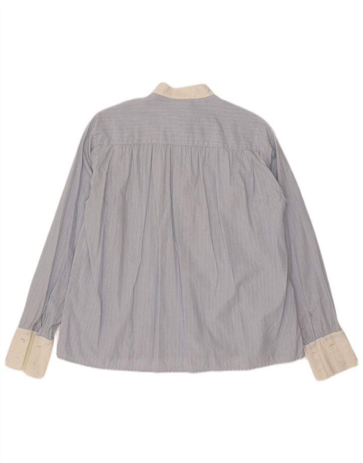 Camisa pulôver feminina Penny Black com gravata frontal Reino Unido 14 risca de giz grande azul