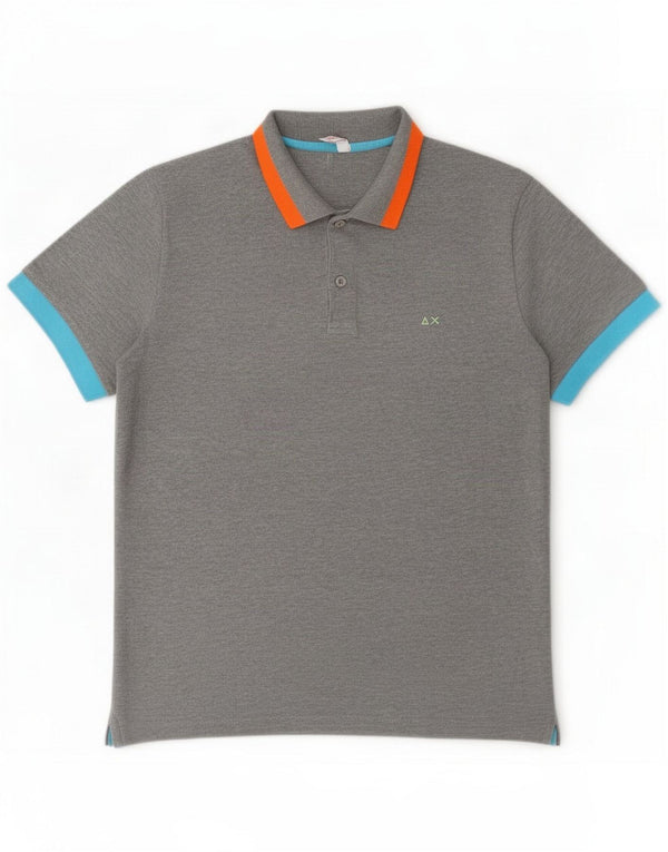 Sun68 Camisa polo masculina algodão cinza médio