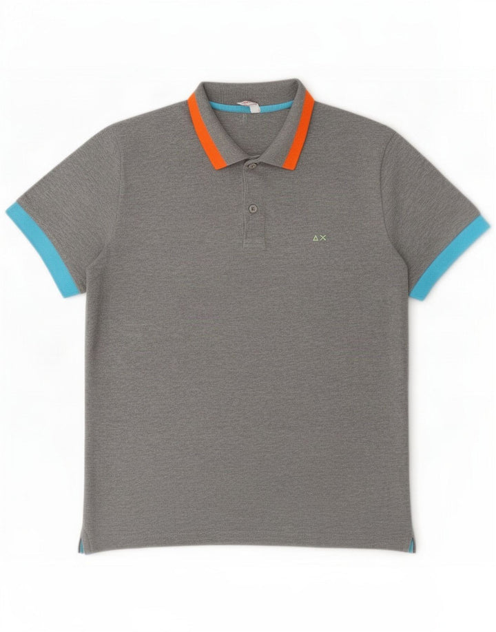 Sun68 Camisa polo masculina algodão cinza médio