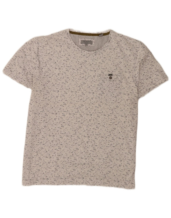 Camiseta masculina Ted Baker tamanho superior 5 XL algodão manchado branco