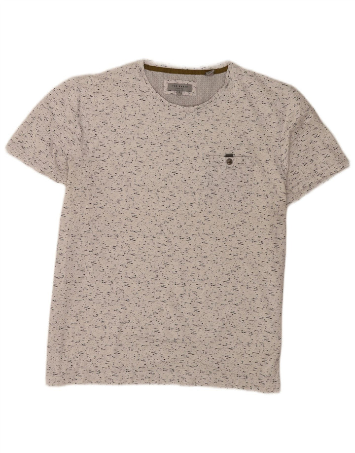 Camiseta masculina Ted Baker tamanho superior 5 XL algodão manchado branco