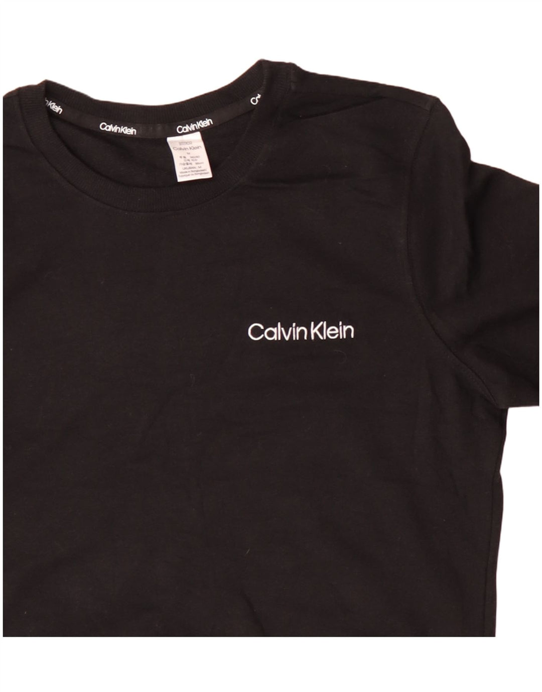 CALVIN KLEIN moletom feminino jumper UK 14 médio algodão preto