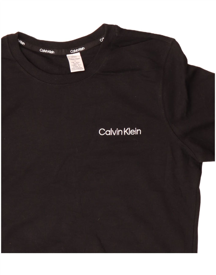 CALVIN KLEIN moletom feminino jumper UK 14 médio algodão preto
