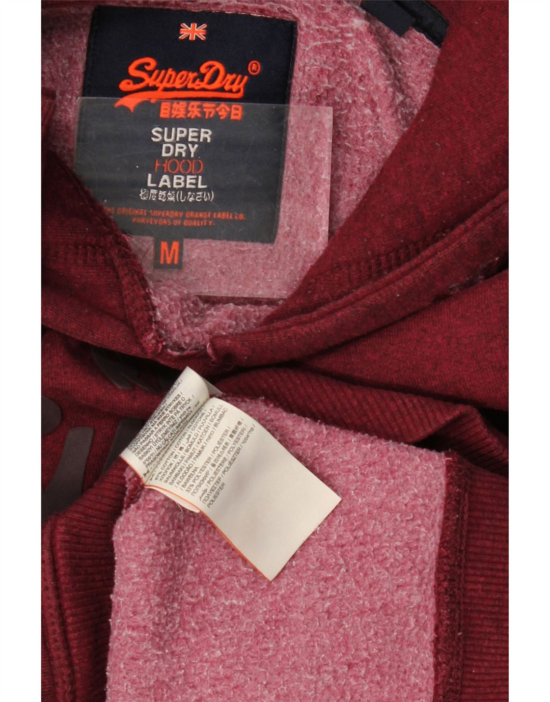 SUPERDRY moletom com capuz masculino gráfico médio algodão Borgonha