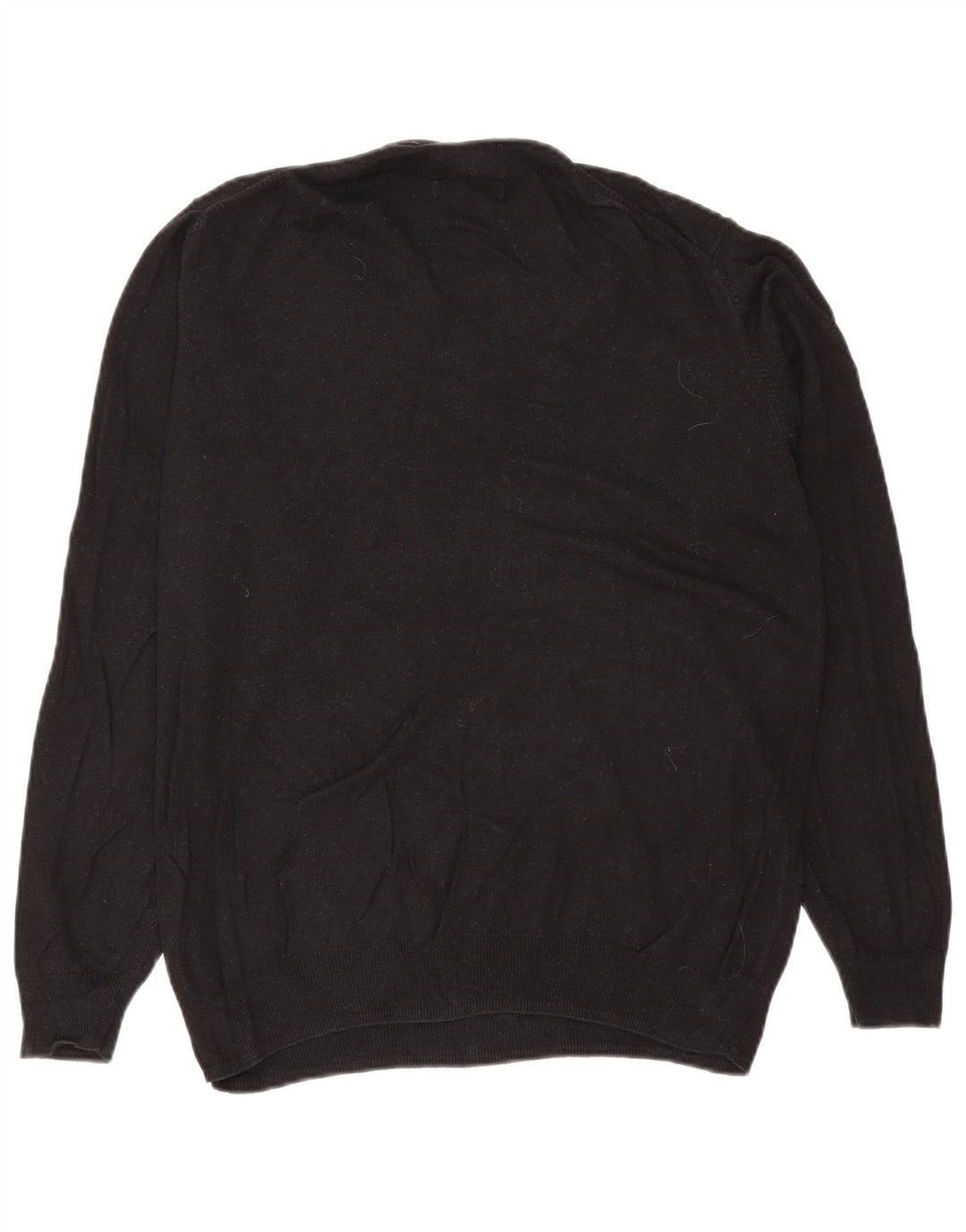 Suéter masculino Marks & Spencer com ajuste regular e decote em V, algodão preto médio