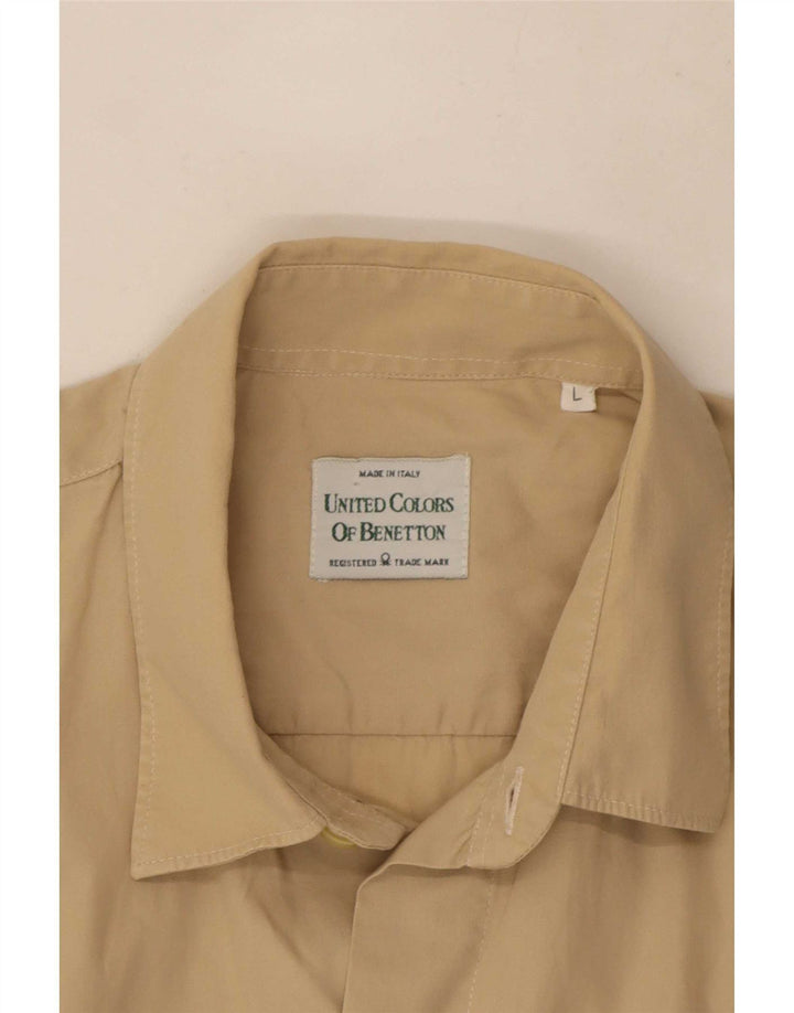 Camisa masculina de manga curta Benetton grande bege