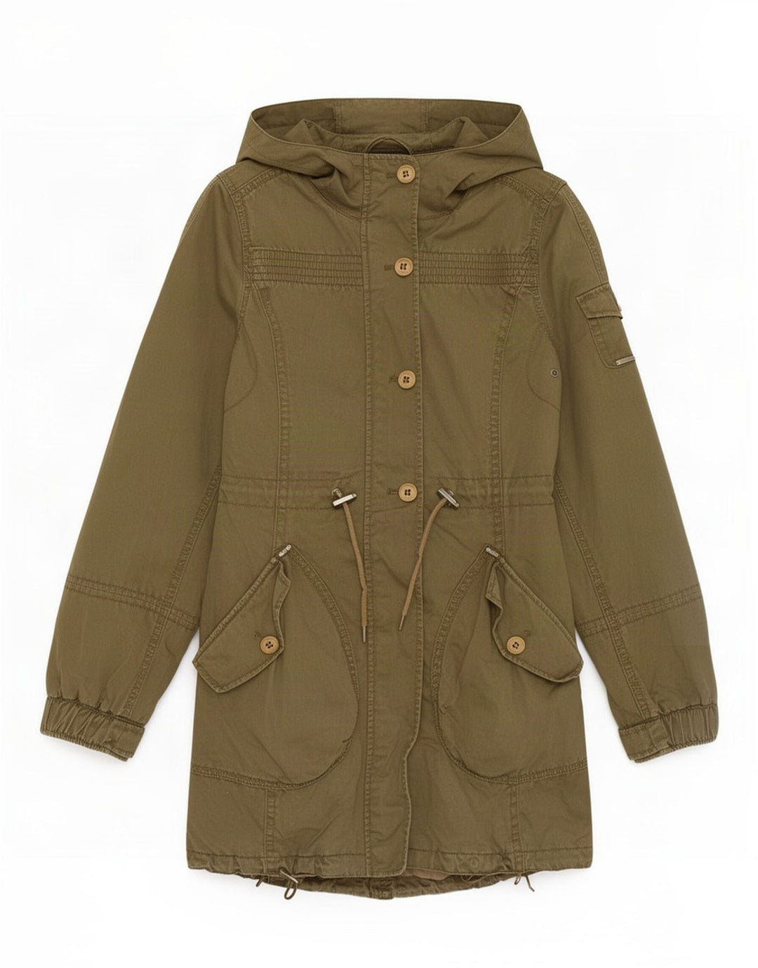Jaqueta Parka Feminina Esprit com Capuz Reino Unido 8 Pequeno Algodão Cáqui