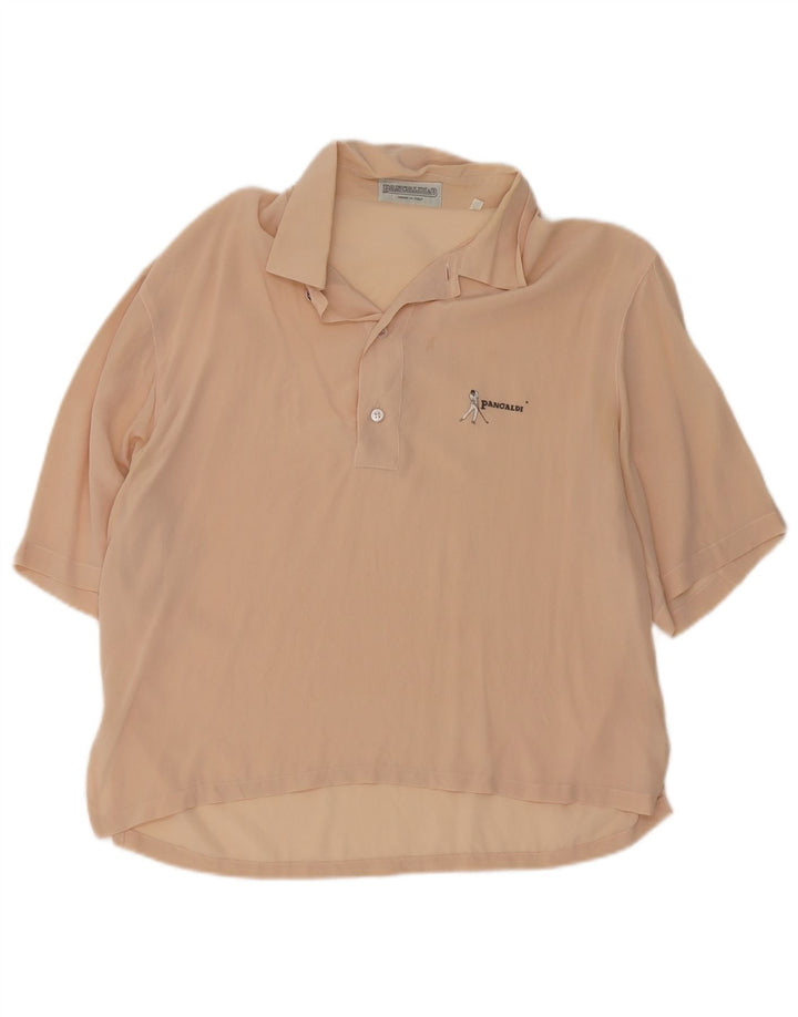 Camisa masculina de manga curta Pancaldi & B tamanho 15 1/2 39 bege médio