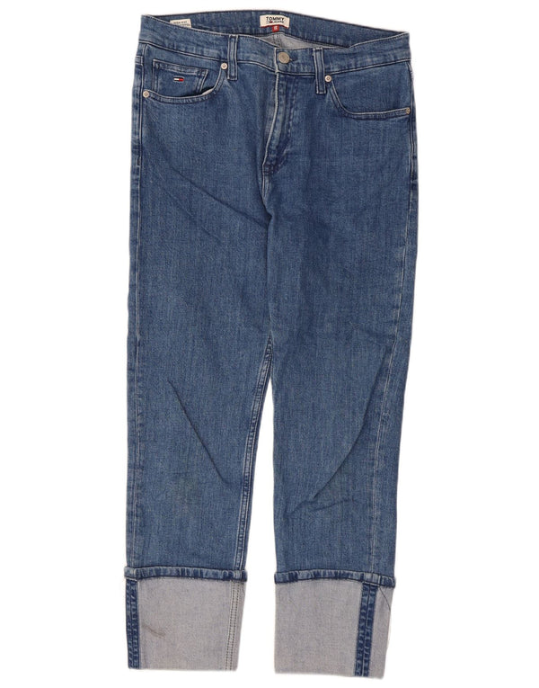 Jeans feminino Tommy Hilfiger Izzy High Rise Slim recortado W30 L30 algodão azul