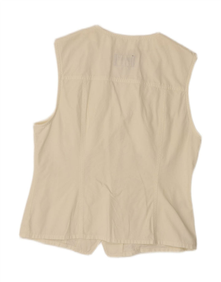 STEFANEL Womens Utility Gilet UK 14 Grande Algodão Branco