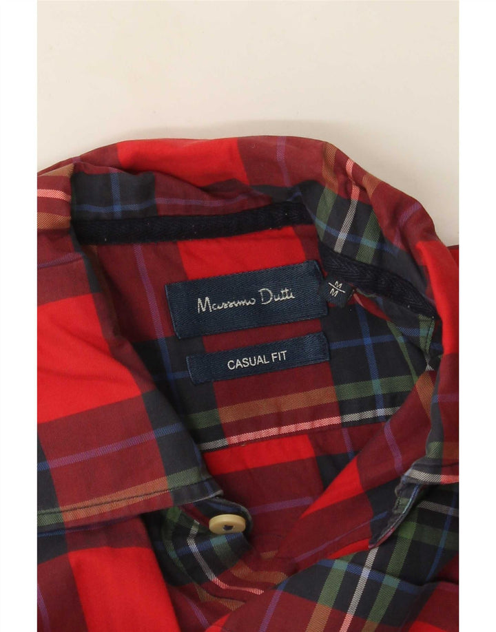 Camisa masculina casual Massimo Dutti xadrez médio vermelho