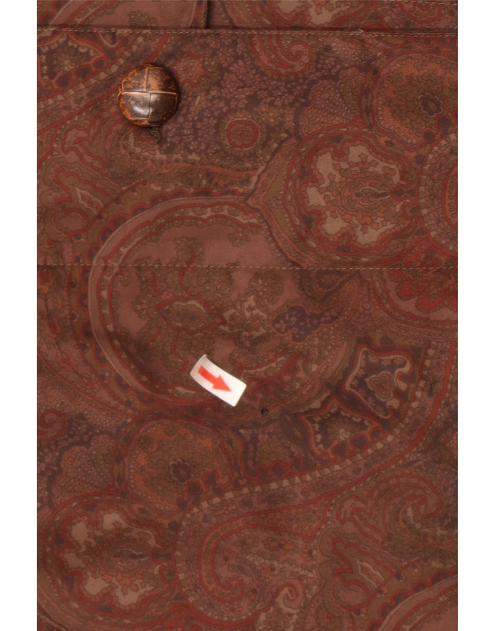 Sobretudo feminino vintage com capuz grande UE 42 grande lã paisley marrom