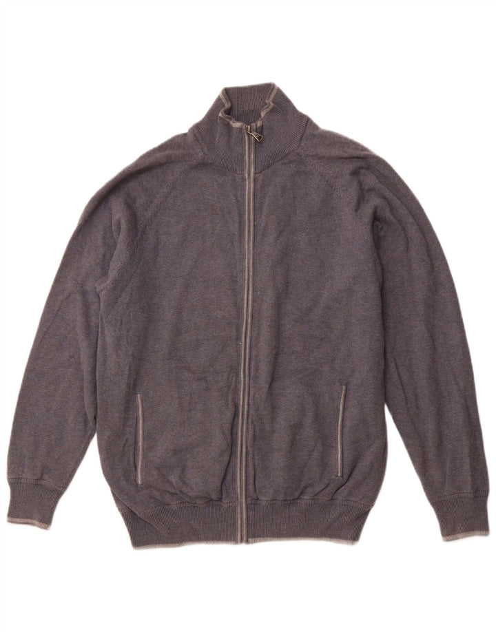 Suéter cardigã masculino Marks & Spencer algodão cinza médio